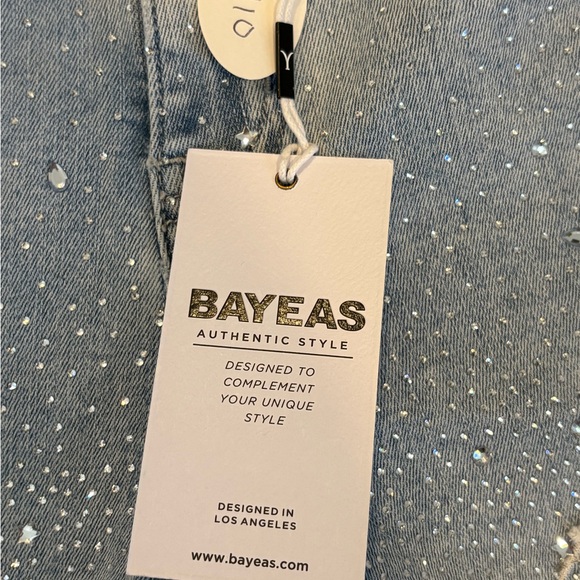 Bayeas Lesley high-rise wide-leg flare jeans floral lace 25 NWT - Picture 4 of 6